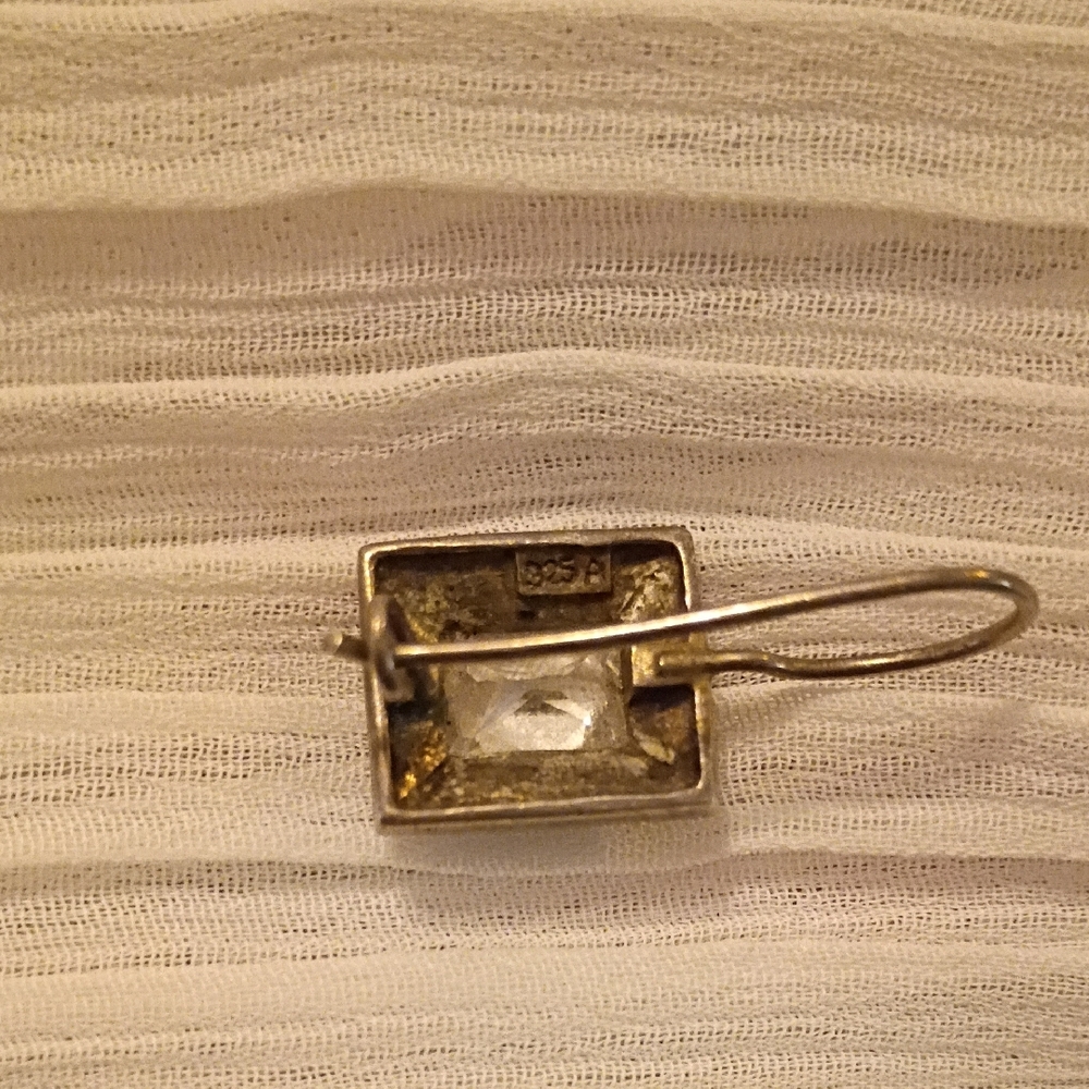 Elegant Silver And Black Rectangular Earrings - image 4